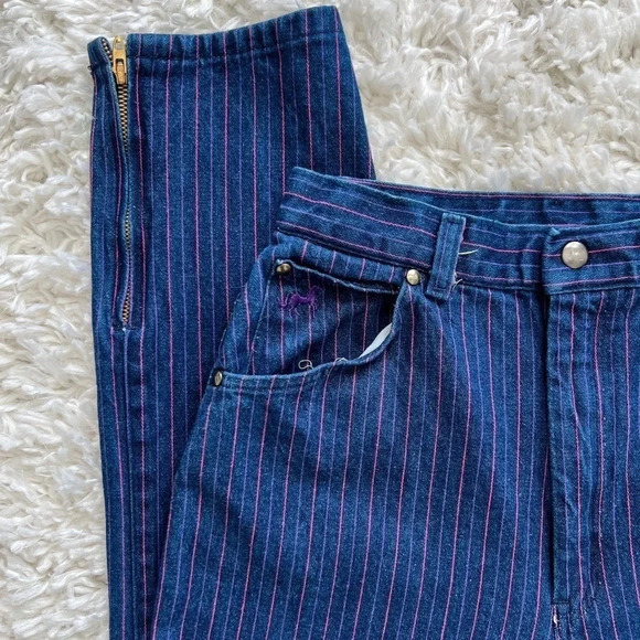 Vintage 80’s Pizzazz Striped High Waisted Jeans - Picture 7 of 9